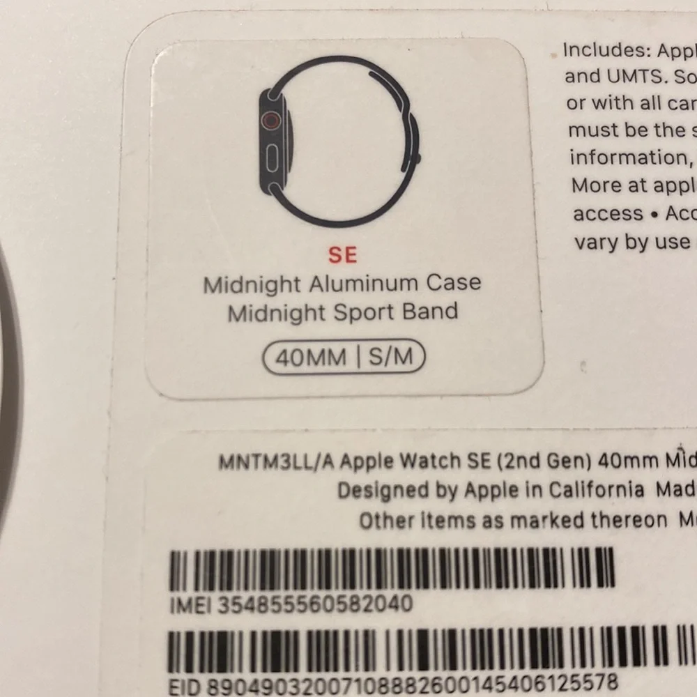 NEW Apple Watch SE (2nd Gen) 40mm Cellular Midnight Blue